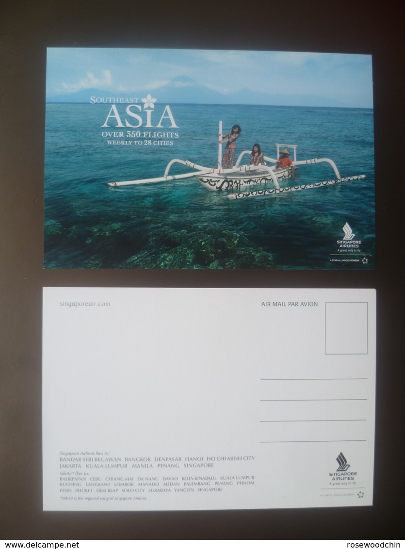 Vintage ! SINGAPORE AIRLINES Colour Postcard - Southeast ASIA (#00-1) - Stationery