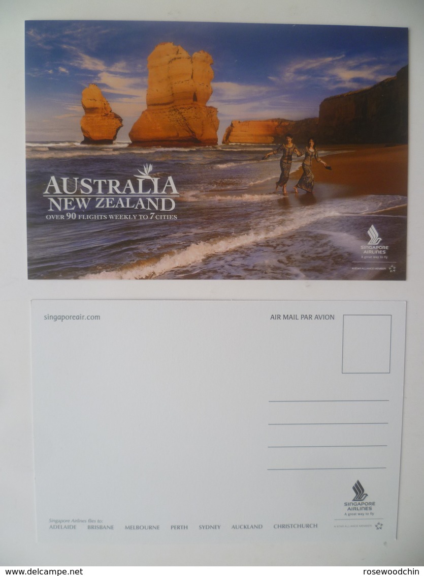 Vintage ! SINGAPORE AIRLINES Colour Postcard - Australia New Zealand (#16-2) - Schrijfbenodigdheden