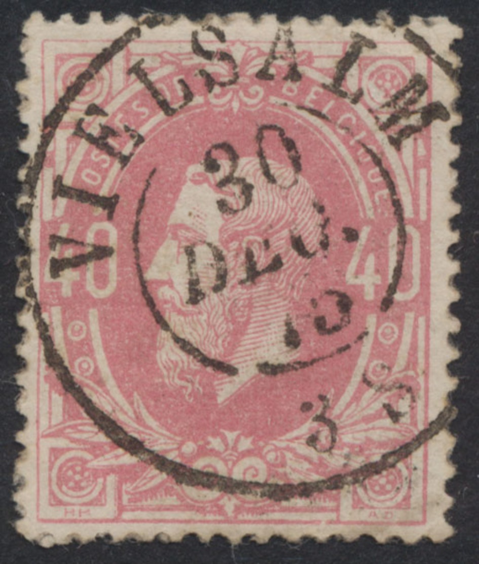 émission 1869 - N°34 Obl Double Cercle "Vielsalm" (1875). Superbe Centrage - 1869-1883 Leopoldo II