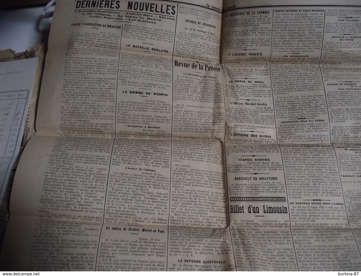 LA GAZETTE DU CENTRE, Journal,  27 Mai 1910 - Autres & Non Classés