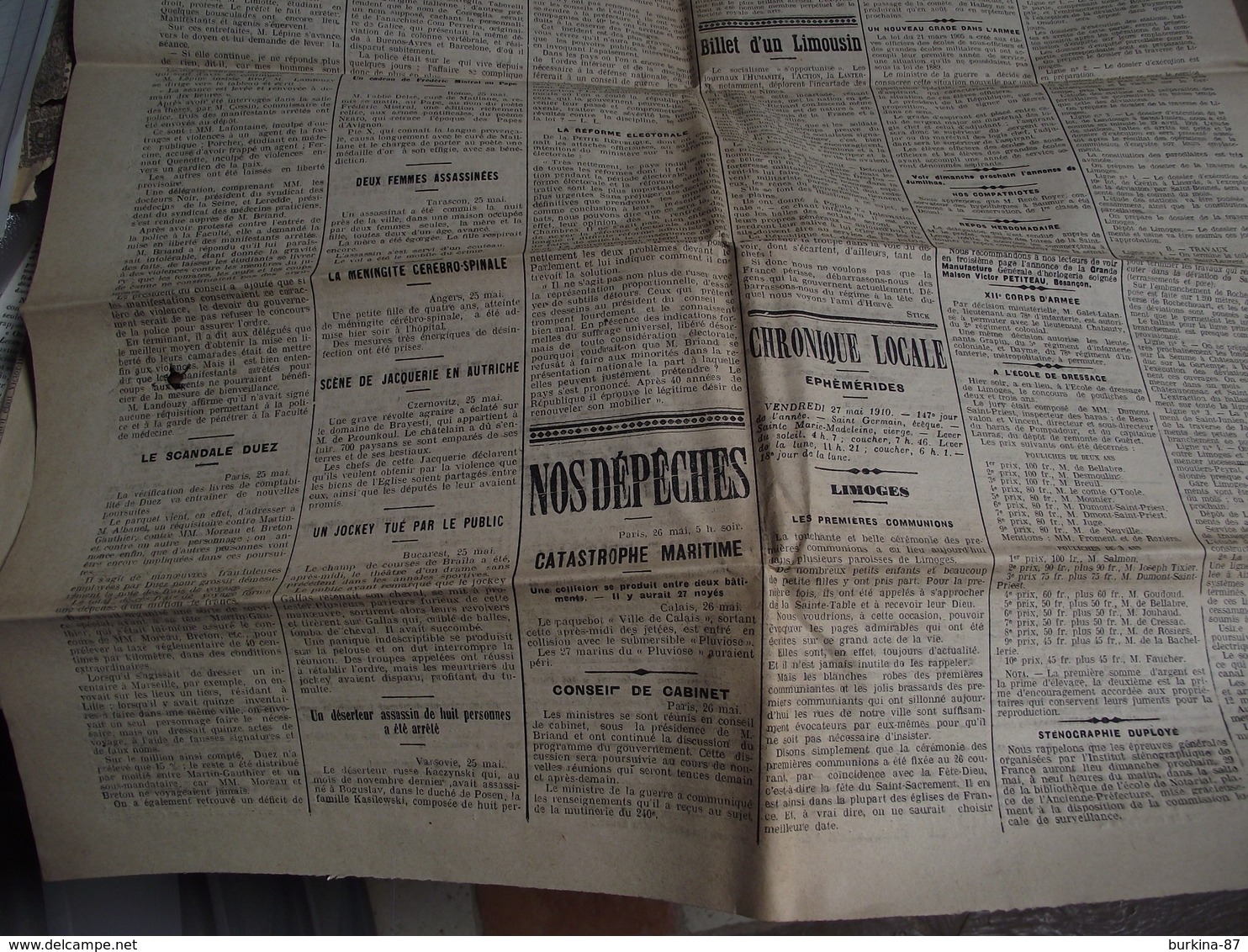 LA GAZETTE DU CENTRE, Journal,  27 Mai 1910 - Autres & Non Classés