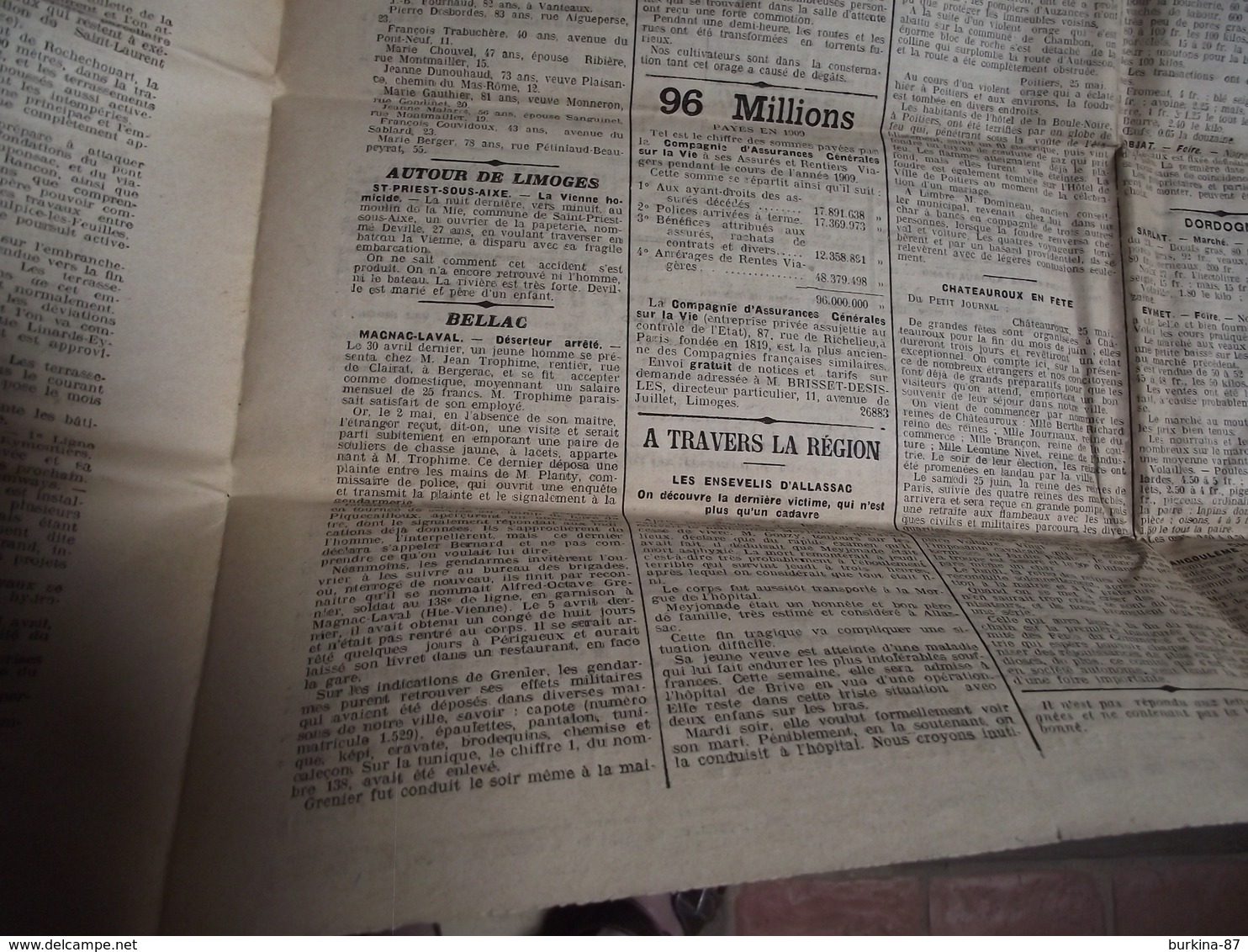 LA GAZETTE DU CENTRE, Journal,  27 mai 1910