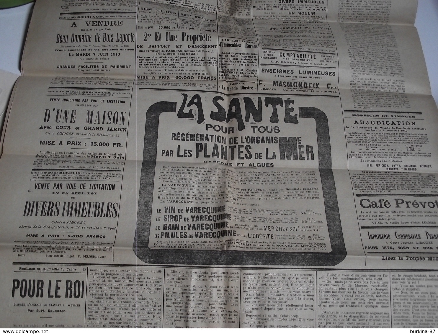 LA GAZETTE DU CENTRE, Journal,  28 mai 1910