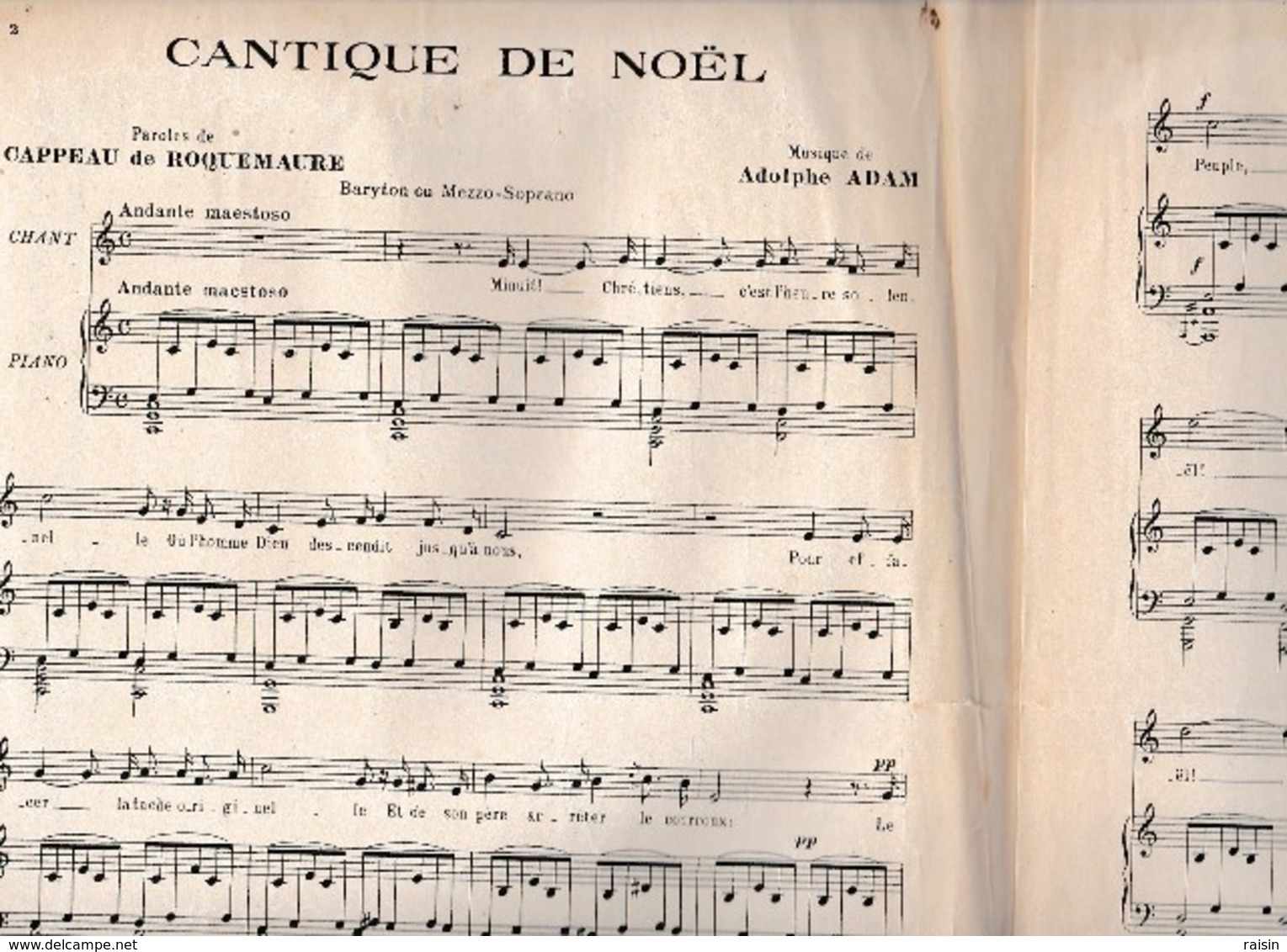 NOËL Cantique  Paroles Cappeau De Roquemaure Musique De Adolphe Adam Chant Piano 1922 état Moyen - Scores & Partitions