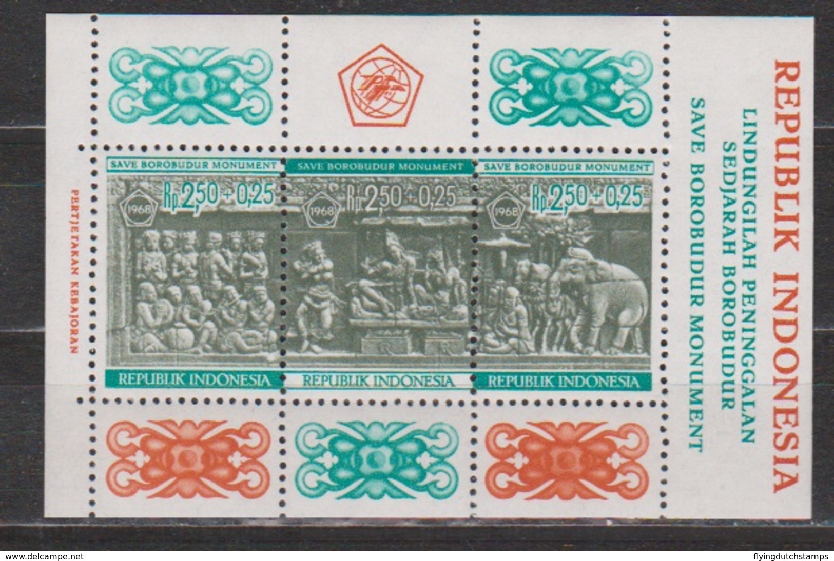Indonesia Indonesie Blok Sheet 605 MNH (B10) ; Borobudur Temple 1968 NOW MANY STAMPS INDONESIA VERY CHEAP - Monumenten