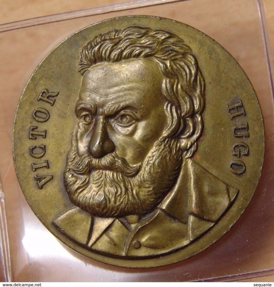 Médaille Uniface De Victor Hugo En Bronze - Professionnels / De Société