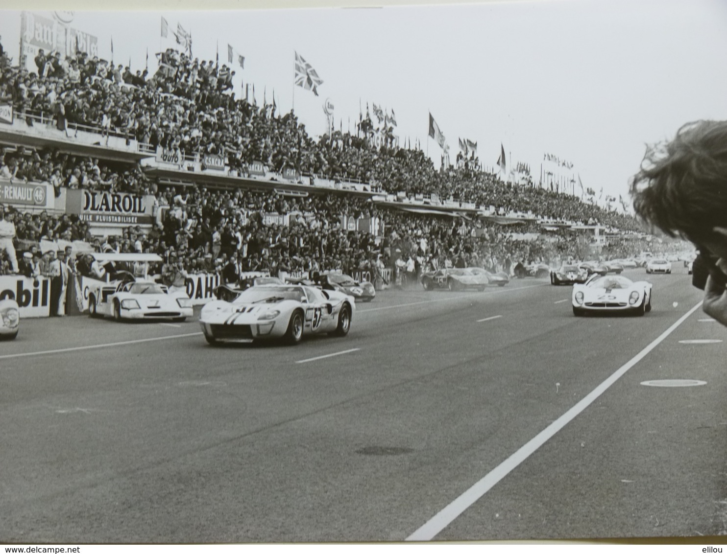 Rare!  Belle Grande Photo Ancienne Ford GT 40 Voiture Ancienne Tampon à L'arrière Automobile Le Mans 1967 - Cars