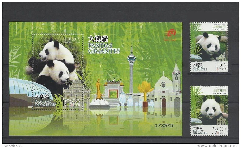 Macao Macau 2010 Yvert 1523/1524 ** + Bloc 207 ** Panda Pandas Geants - Superbes - Blocks & Sheetlets