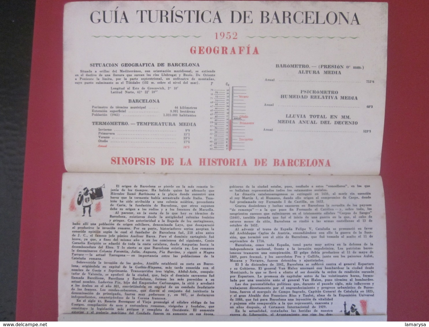 1952 GUIA PLAN PLANO MAP CARTE  TURISTICO DE BARCELONA ESPAÑA-OFICINA TURISMO E INFORMACION-AYUNTAMIENTO -GEOGRAPHIA-SIN - Cuadernillos Turísticos