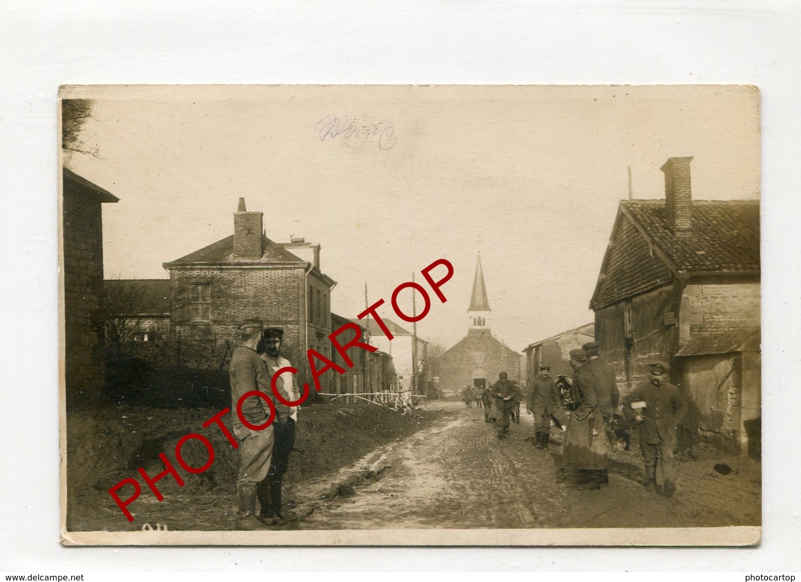 VAUX LES MOURON-Prisonniers-Nettoyage Des Rues--2x CARTES PHOTOS Allemandes-GUERRE 14-18-1WK-France-08- - Autres & Non Classés