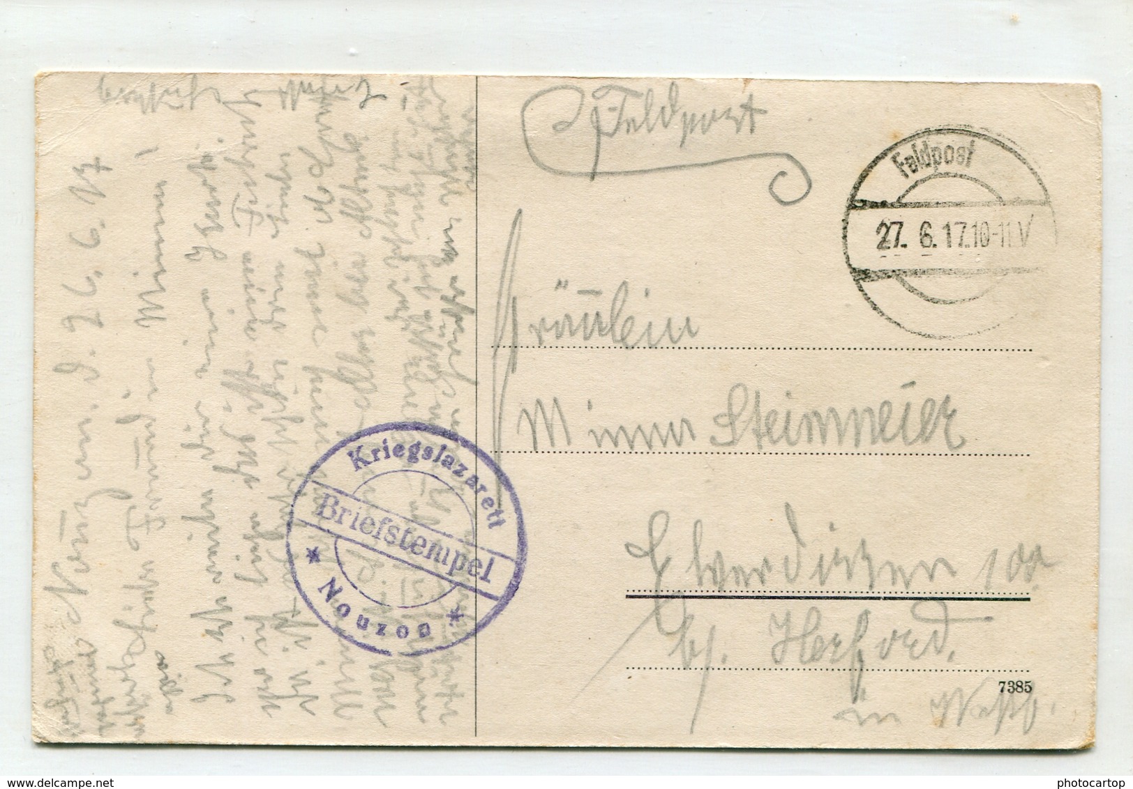 NOUZON-Lazaret-Ambulances-CARTE Allemande-GUERRE 14-18-1WK-France-08-Feldpost-CACHET-!- - Autres & Non Classés