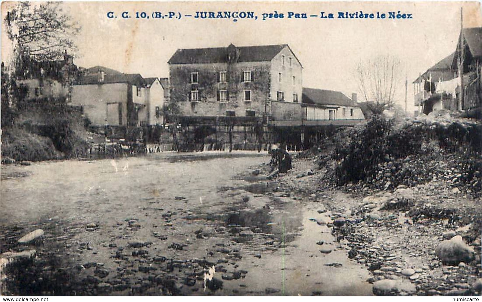 Cpa JURANCON 64 Près PAU - La Rivière Le Néez ( Moulin De La Rue Daran Vu De La Place Lamazouère ) - Jurancon