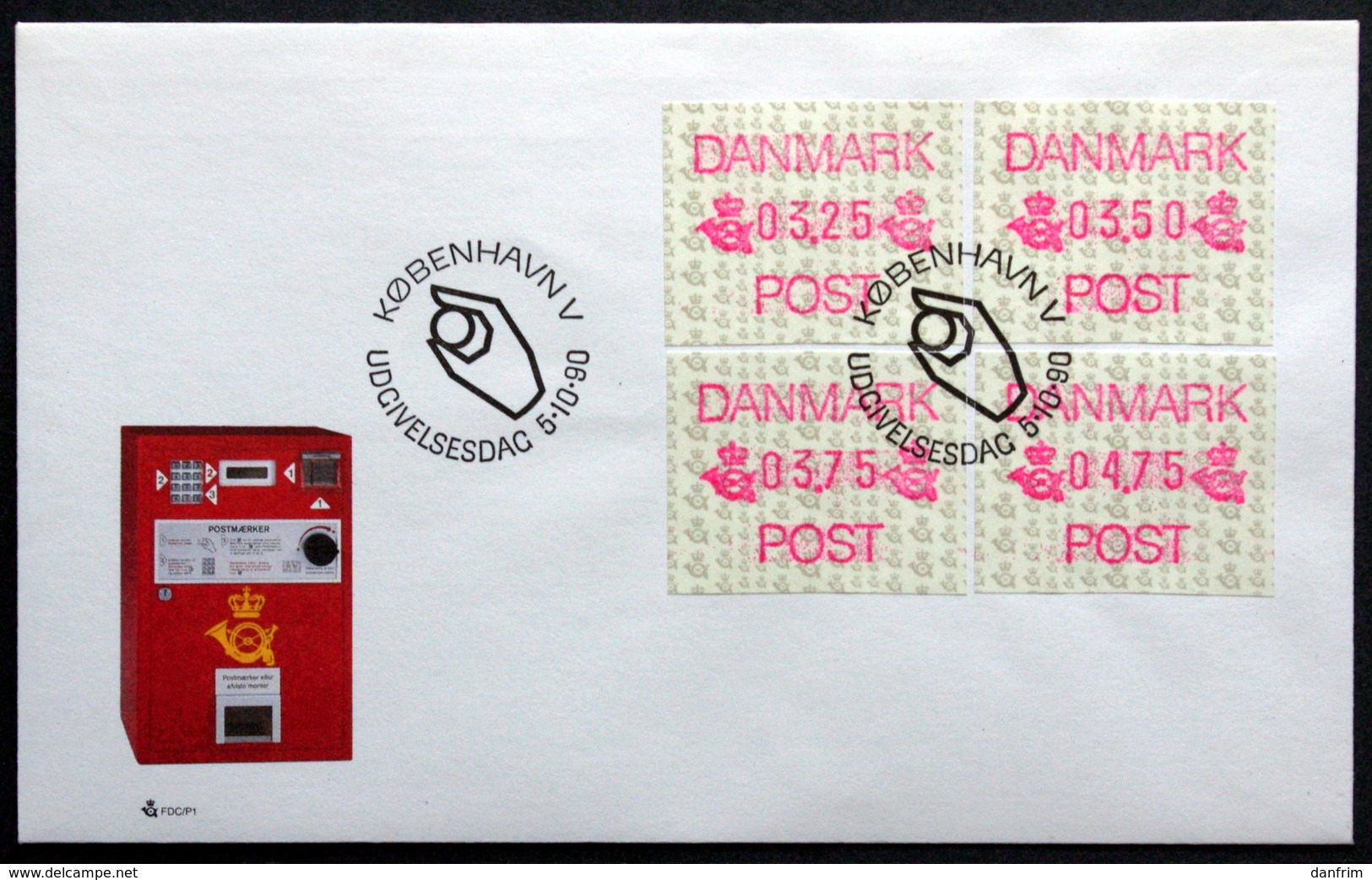 Denmark  1990 ATM Franking Labels   Minr.1     FDC ( Lot 6538) - Automatenmarken [ATM]
