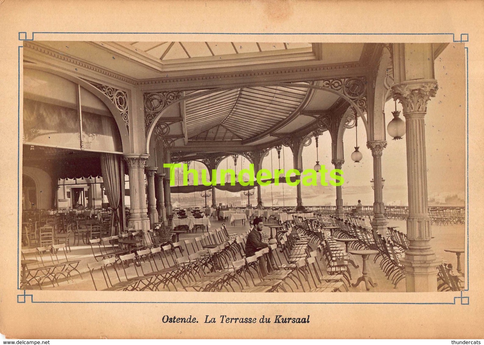 OUDE FOTO +/- 1900 OOSTENDE 20 CM X 14 CM ANCIENNE PHOTO OSTENDE ALBUMINE ALBUMINEE LA TERRASSE DU KURSAAL - Orte