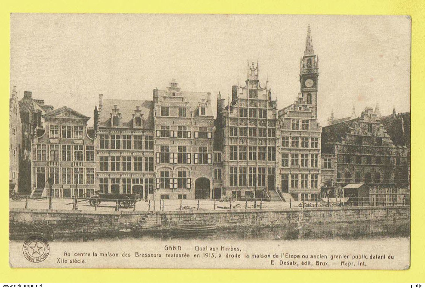 * Gent - Gand (Oost Vlaanderen) * (E. Desaix) Quai Aux Herbes, Maison Des Brasseurs, Canal, Char, Old - Gent