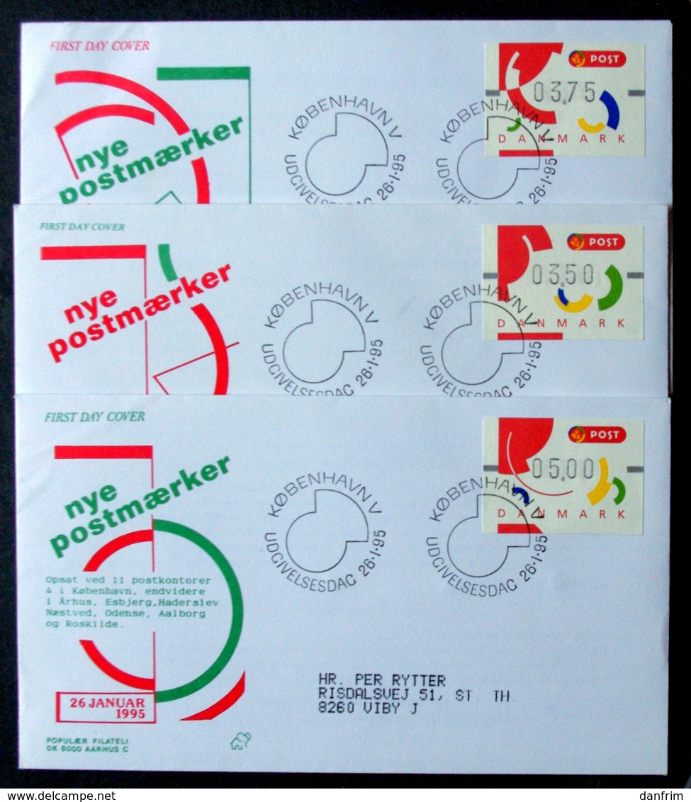 Denmark  1995 ATM Franking Labels Minr.2-4 FDC ( Lot 6538 ) - Automaatzegels [ATM]