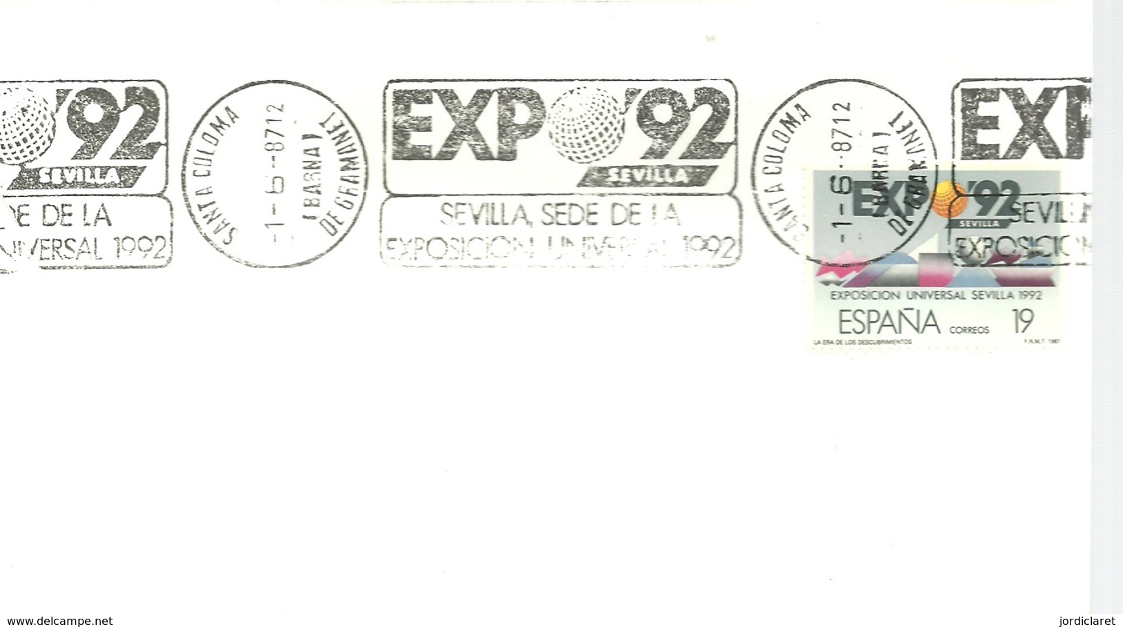 POSTMARKET ESPAÑA  SANTA COLOMA - 1992 – Séville (Espagne)