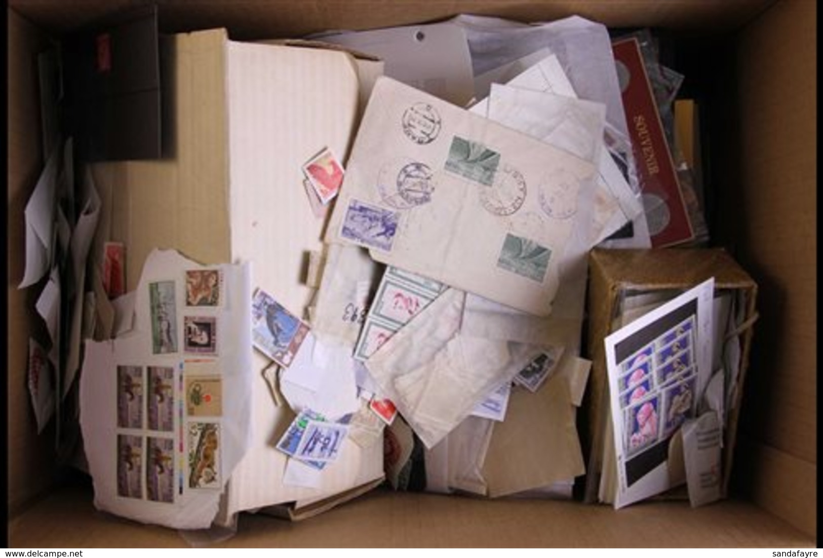 INTERESTING, MESSY BOX OF WORLD - WIDE  Mint & Used Stamps, So Much Here With Rather A Lot Of Loose Stamps In Packets &  - Altri & Non Classificati