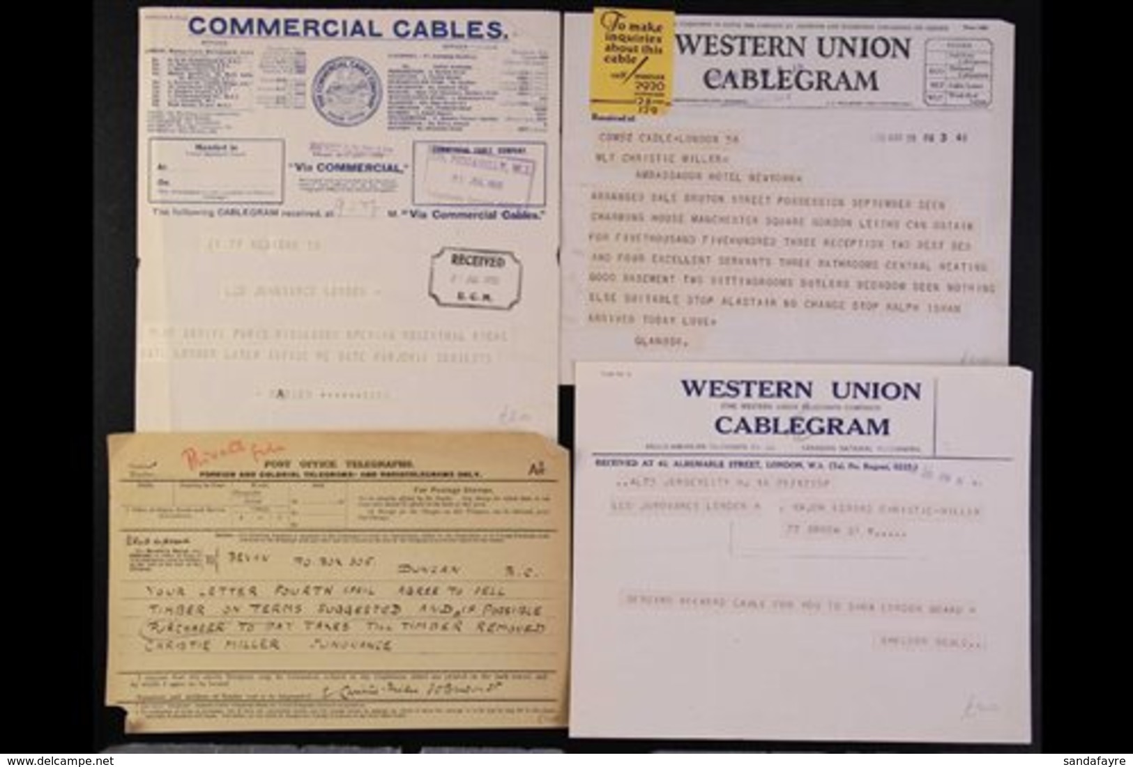 TELEGRAMS  1930s Little Pile Of Forms Containing Messages, Various Companies Incl. Commercial Cables, Western Union & Ra - Autres & Non Classés