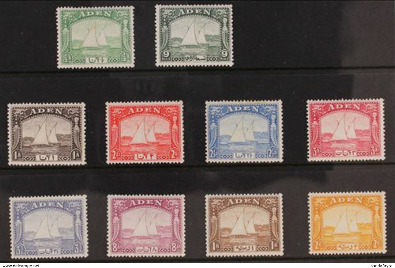 1937 SHORT SET.  An Attractive Short Set Of "Dhow" To 2 Rupee, SG 1/10, Fine, Lightly Hinged Mint With Vibrant Colours.  - Aden (1854-1963)