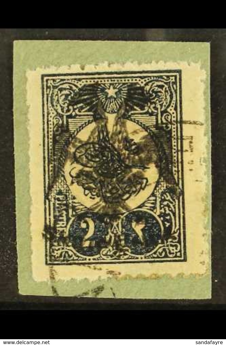 1913  2pi Blue- Black Plate 1, Michel 8, Superb Used On Piece. Signed Raybaudi.  For More Images, Please Visit Http://ww - Albanie