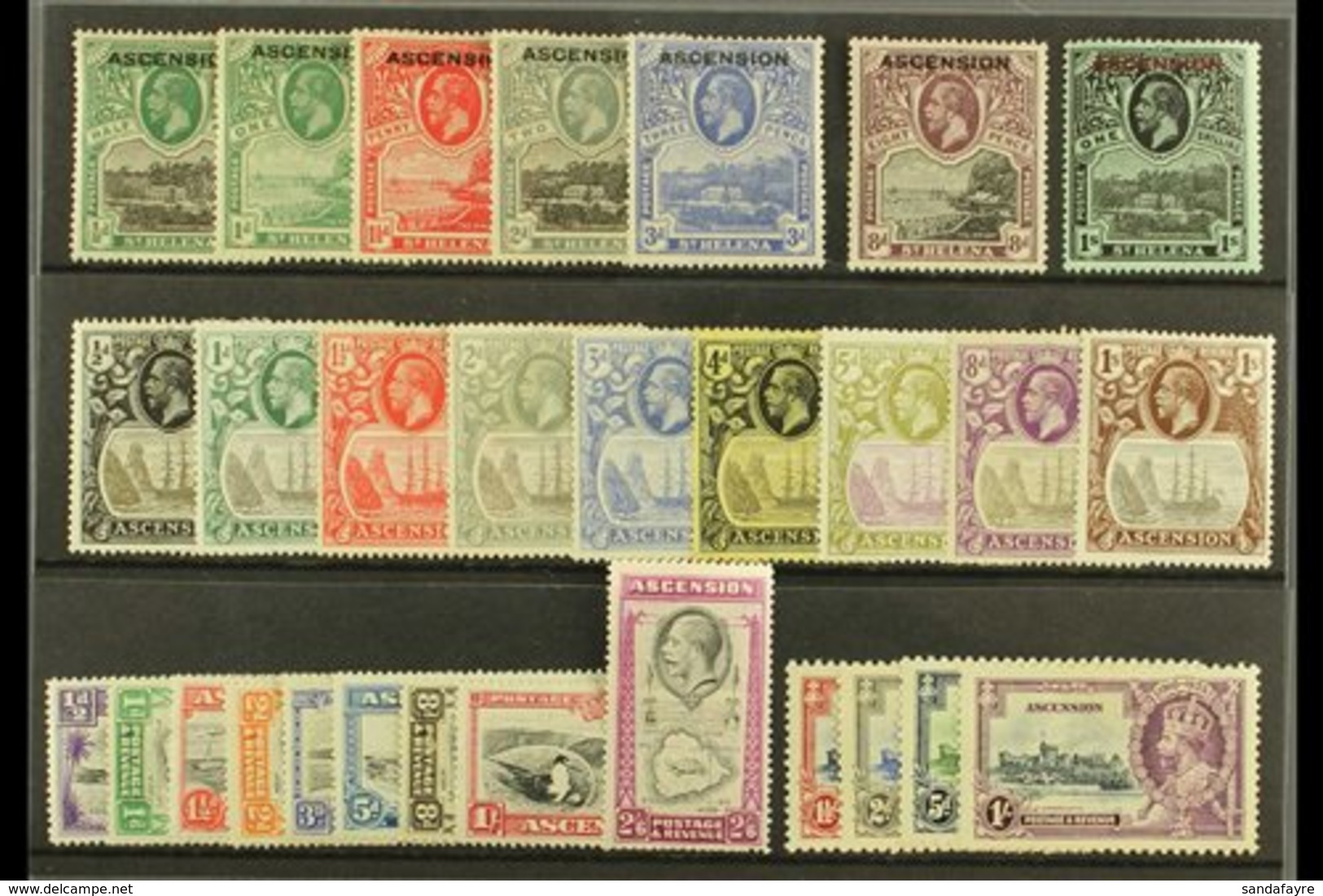 1922-36 KGV MINT GROUP  Includes 1922  ½d, 1d, 1½d, 3d, 8d, And 1s, 1924-33 "Badge" Set Of One Of Each Value From ½d To  - Ascension (Ile De L')