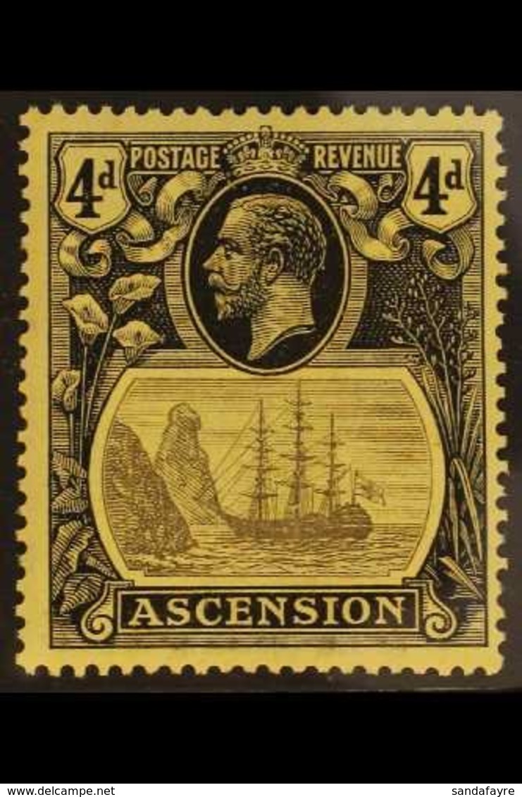 1924-33  4d Grey-black And Black/yellow "Broken Mainmast" Variety, SG 15a, Fine Mint. For More Images, Please Visit Http - Ascensione