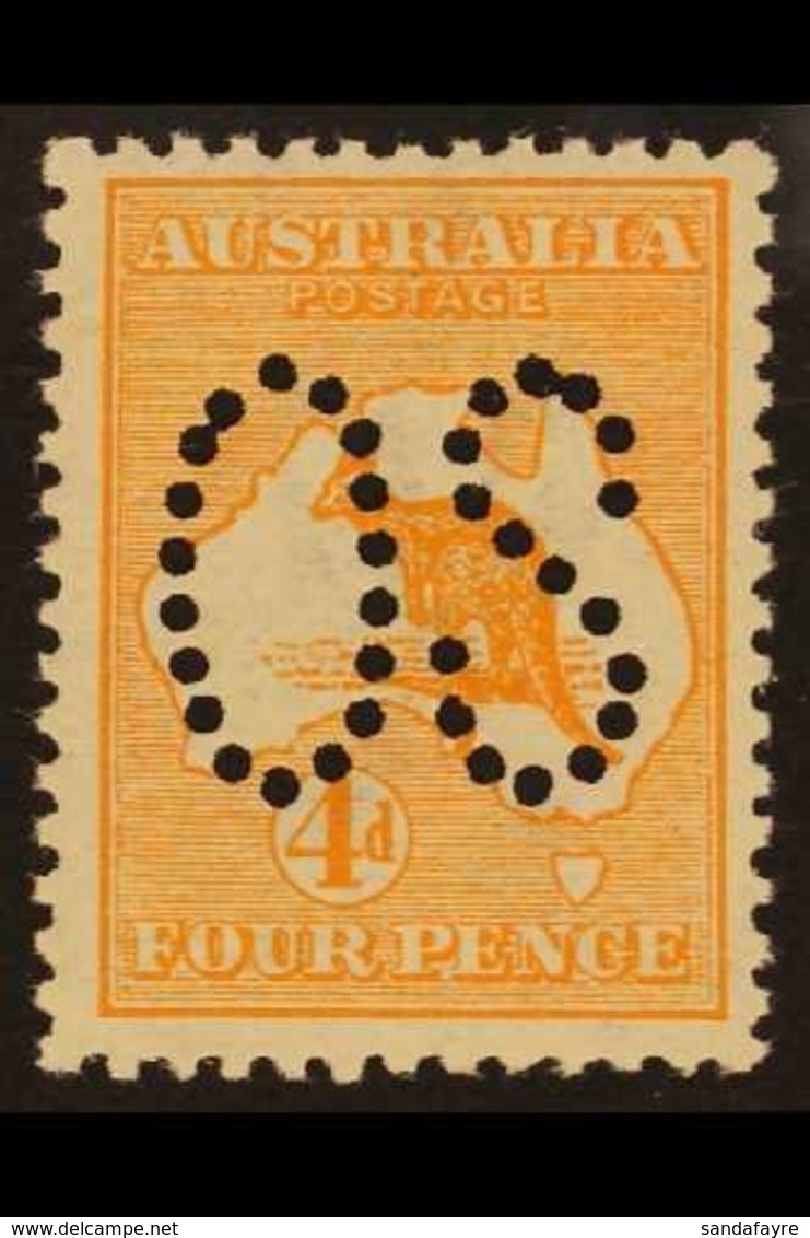 OFFICIAL  1913 4d Orange With Large "OS" Puncture, SG O6, Never Hinged Mint. Lovely. For More Images, Please Visit Http: - Otros & Sin Clasificación