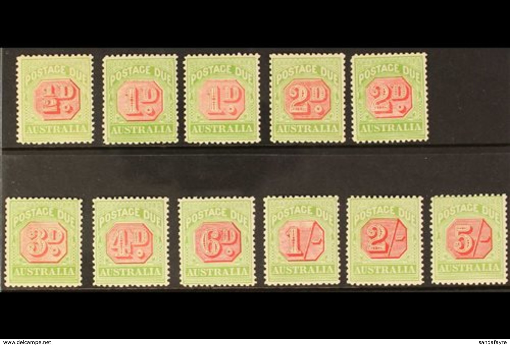 POSTAGE DUE  1909-10 Wmk Crown Over Double-lined A Set To 5s Plus 1d & 2d Die II, SG D63/71 & SG D64b/65a, Very Fine Min - Andere & Zonder Classificatie