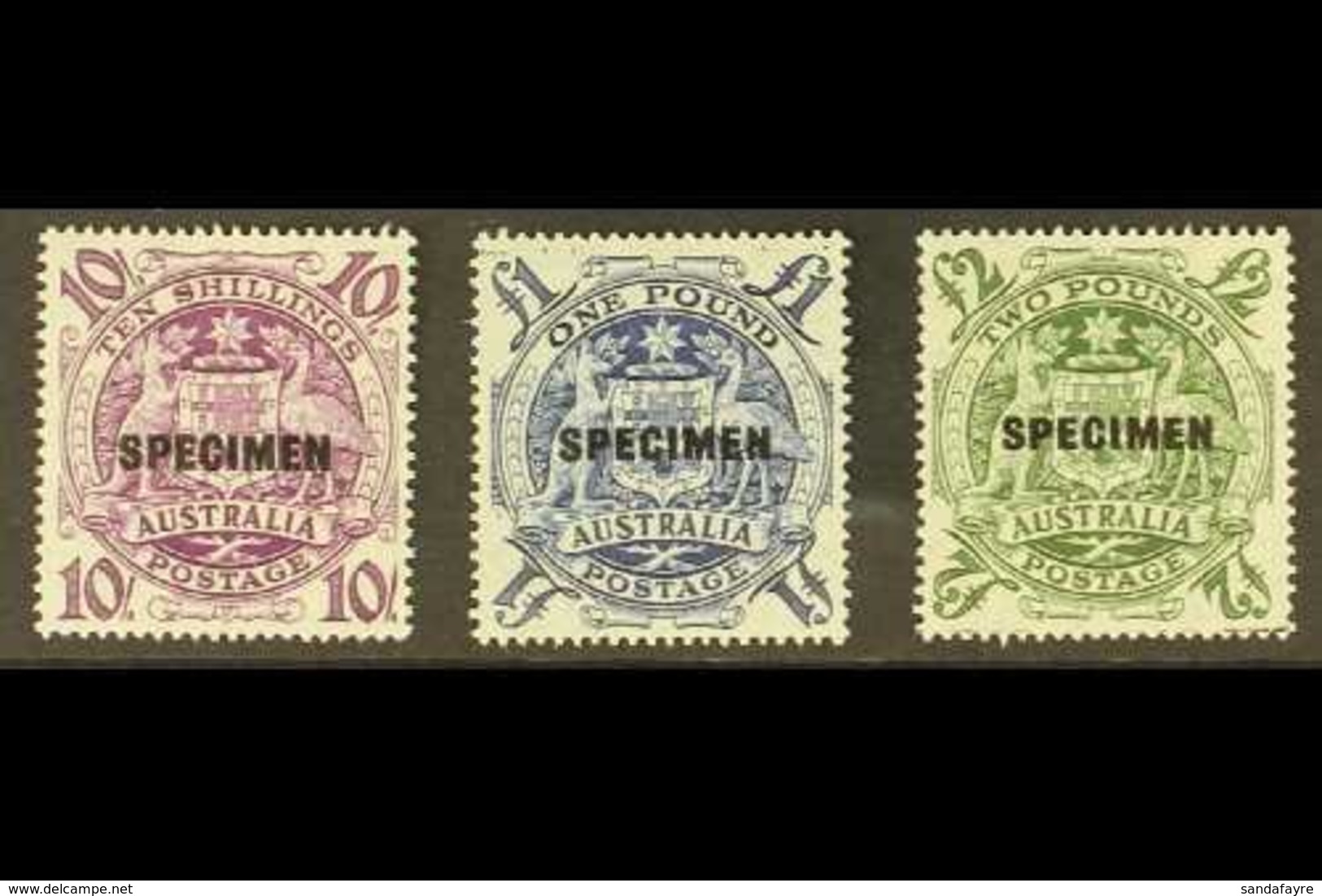 SPECIMENS  1948-56 10s, £1 & £2 High Values, Overprinted "SPECIMEN," SG 224bs/ds, Never Hinged Mint (3 Stamps). For More - Altri & Non Classificati