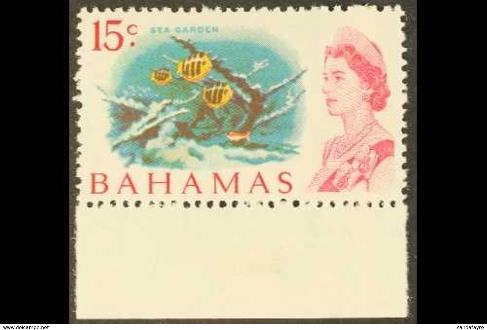 1967-71  15c Red, Yellow, Turquoise Blue & Carmine "Sea Garden" On Whiter Paper, SG 304a, Never Hinged Mint Marginal Exa - Altri & Non Classificati