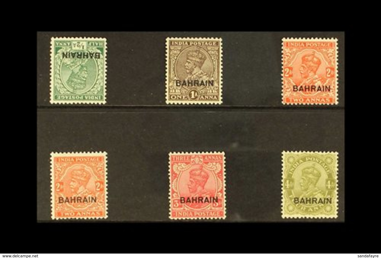 1934-37  KGV India Issues Opt'd "Bahrain" Set, SG 15/19, ½a Inverted Wmk, Fine Mint (6 Stamps) For More Images, Please V - Bahrein (...-1965)