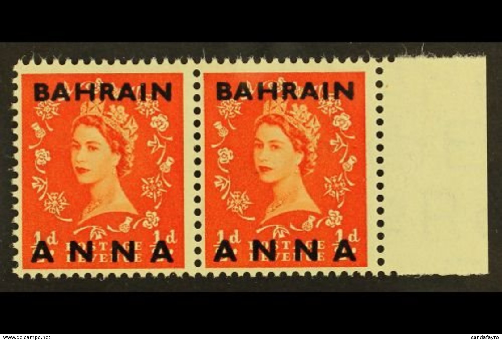 1952-54 DRAMATIC VARIETY  ½a On ½d Orange-red, Both Stamps Bearing The Elusive "Fraction Omitted" Variety, SG 80a, An At - Bahrein (...-1965)