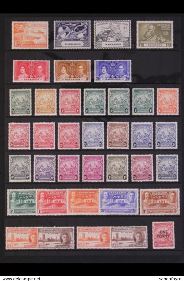 1937-71 MINT ASSORTMENT  Presented On Stock Pages, Inc 1938-47 Set O Fall Values Plus A Few Shades/perf Variants, 1950 P - Barbades (...-1966)