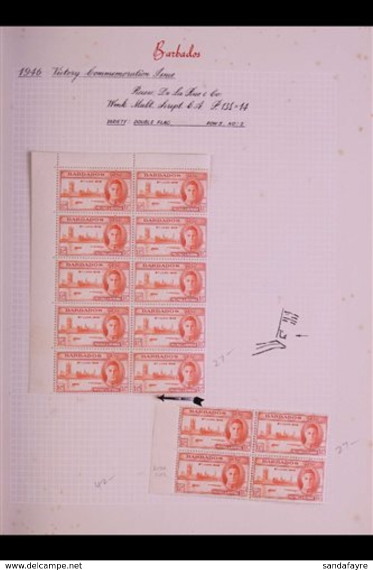 31937-52 KGVI OLD TIME STUDY COLLECTION  Displayed On Pages Meticulously Written Up With Illustrations In A Spring Back  - Barbados (...-1966)