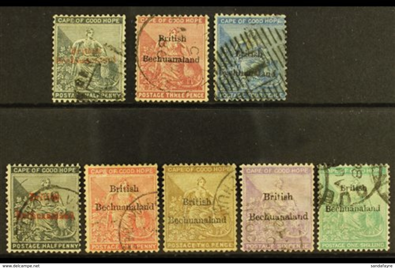 1885-87  "British Bechuanaland" Overprints On Stamps Of Cape Of Good Hope Complete Set, SG 1/8, Fine Used. (8 Stamps)  F - Otros & Sin Clasificación