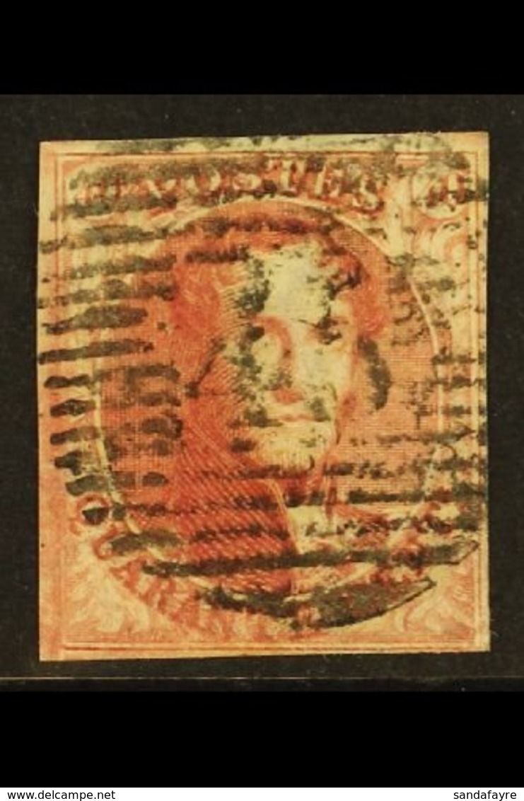 1849  40c Carmine IMPERF, SG 5 (Michel 5A), Fine Lightly Used With 4 Small To Large Margins, Fresh Original Colour & Cen - Autres & Non Classés