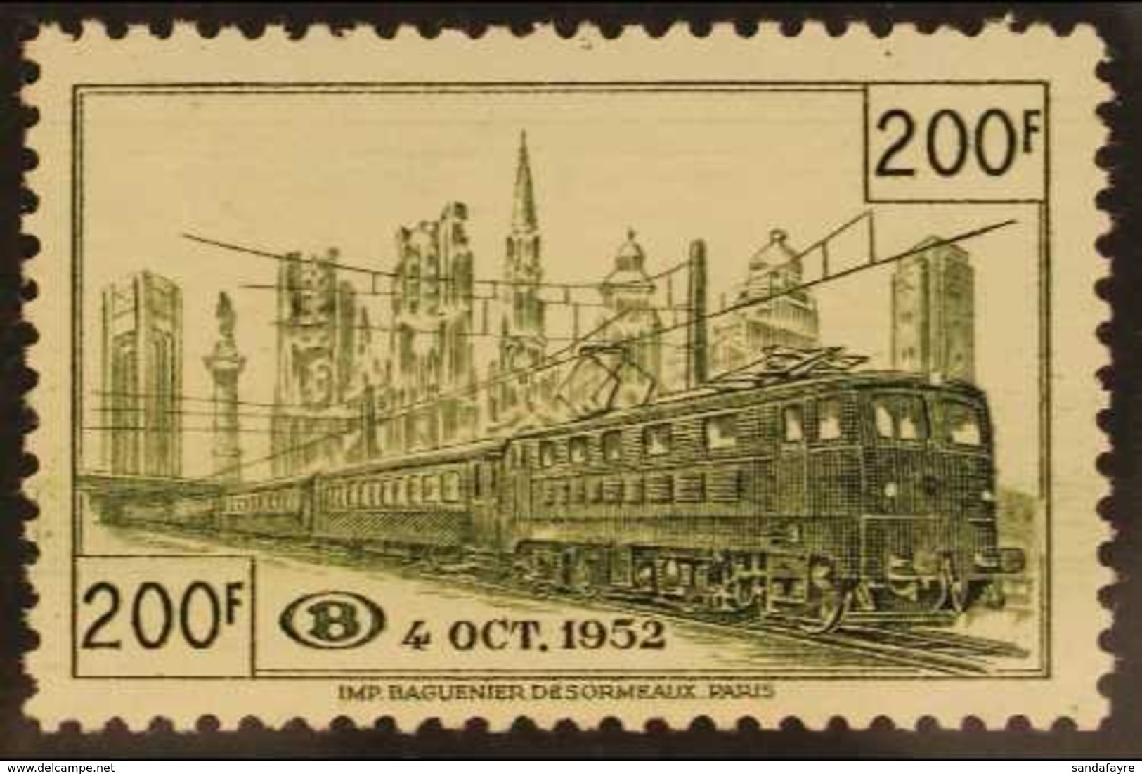 RAILWAY PARCELS  1953 200f Deep Green Inauguration Of Nord-Midi Junction, SG P1451 Or COB TR334, Never Hinged Mint. For  - Sonstige & Ohne Zuordnung