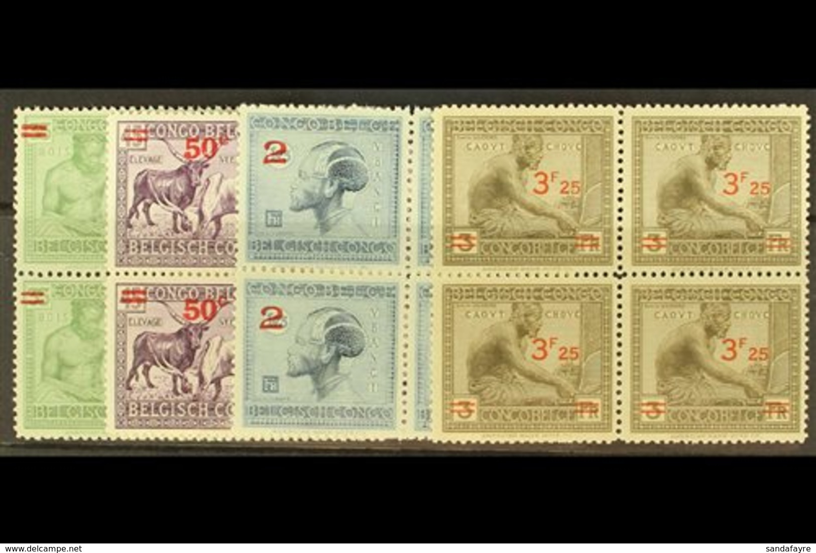 BELGIAN CONGO  1931-32 Surcharges Set, COB 159/161A, In Fine Never Hinged Mint Blocks Of Four. (16 Stamps) For More Imag - Sonstige & Ohne Zuordnung