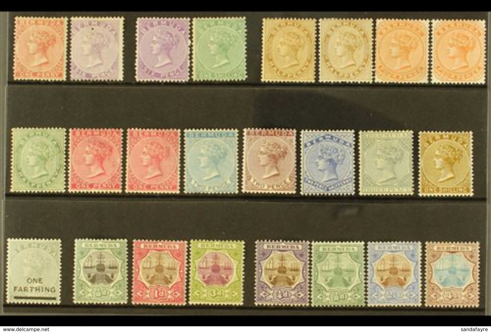 1865-1910 OLD TIME MINT SELECTION  Presented On A Stock Card. Includes 1865-1903 CC Wmk P14 1d & 6d, P 14 X12½ 6d & 1s,  - Bermudes