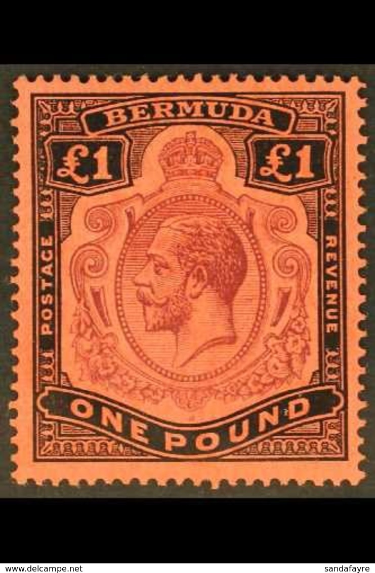1918-22  £1 Purple & Black/red, SG 55, Very Fine, Lightly Hinged Mint For More Images, Please Visit Http://www.sandafayr - Bermudes