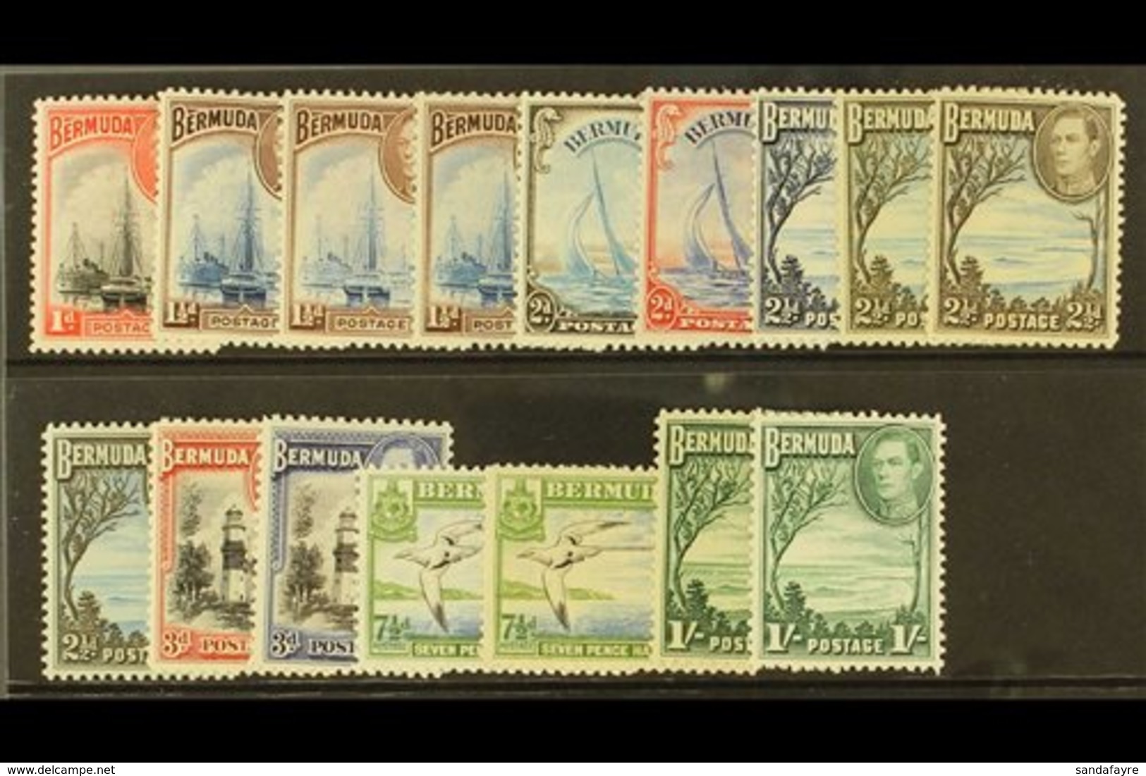 1938-52  1d To 1s, The Complete SG Listing Of Shades, SG 110/115a, Fine Mint. (16) For More Images, Please Visit Http:// - Bermudas