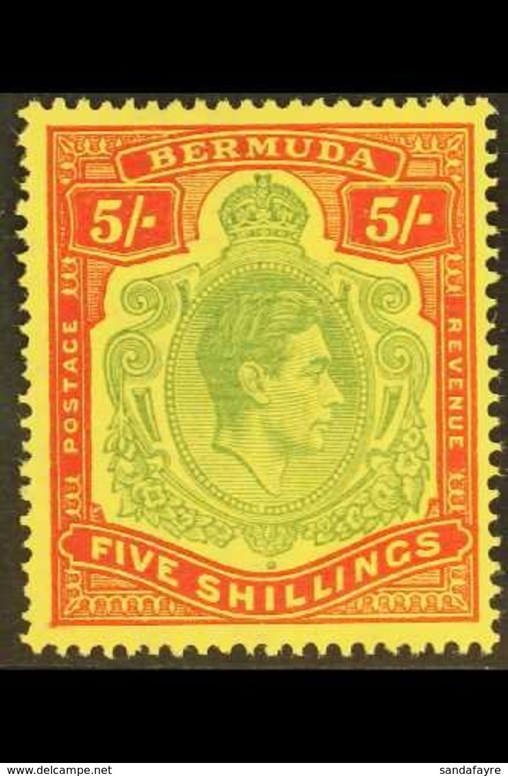 1938-53 VARIETY  5s Green & Red/yellow, "Missing Pearl" Variety, SG 118ea, Fine Mint For More Images, Please Visit Http: - Bermuda