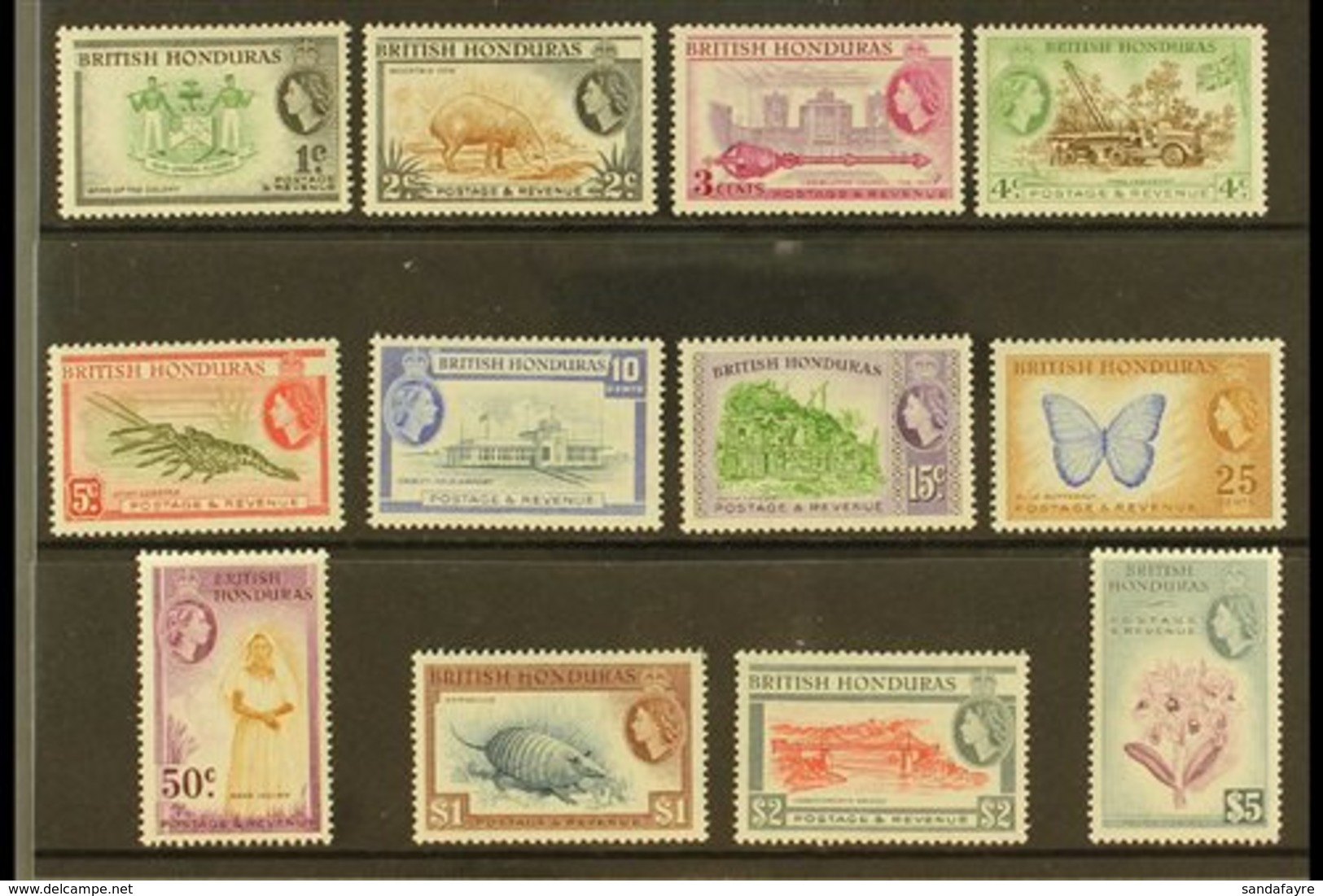 1953-62  Definitive Set, SG 179/90, Never Hinged Mint (12 Stamps) For More Images, Please Visit Http://www.sandafayre.co - Honduras Britannico (...-1970)