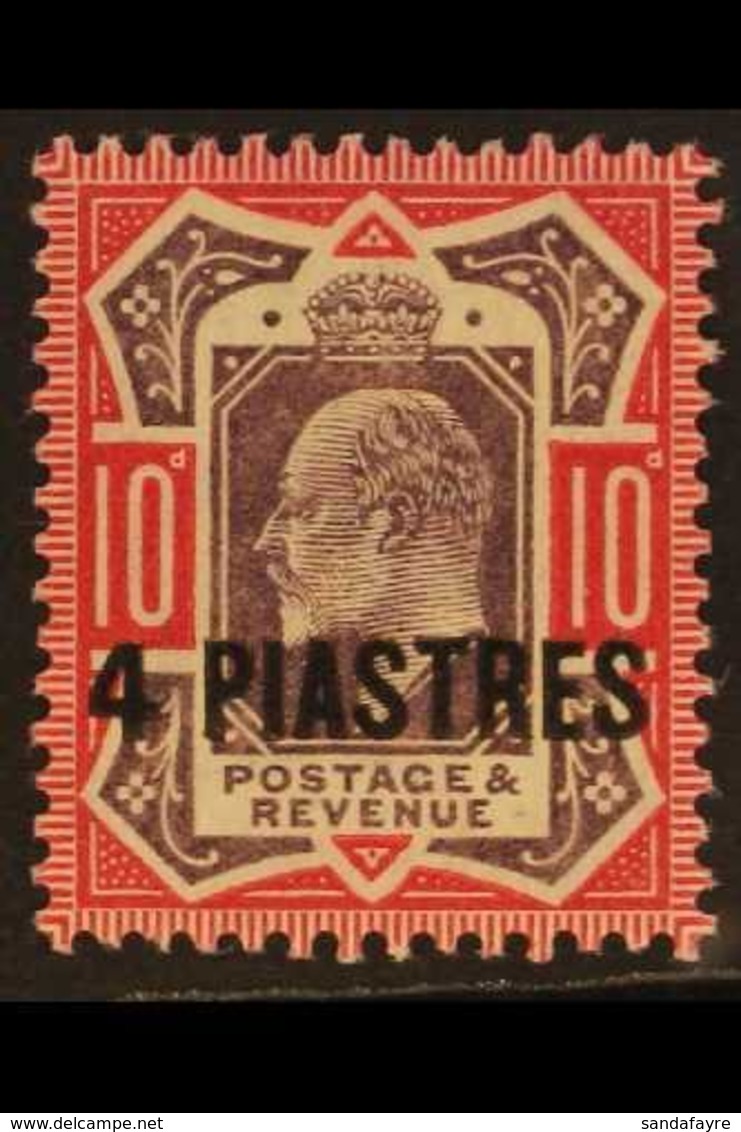 TURKISH CURRENCY  1911 - 13 4pi On 10d, Variety "No Cross On Crown", SG 31c, Very Fine Mint. Unpriced SG. For More Image - British Levant