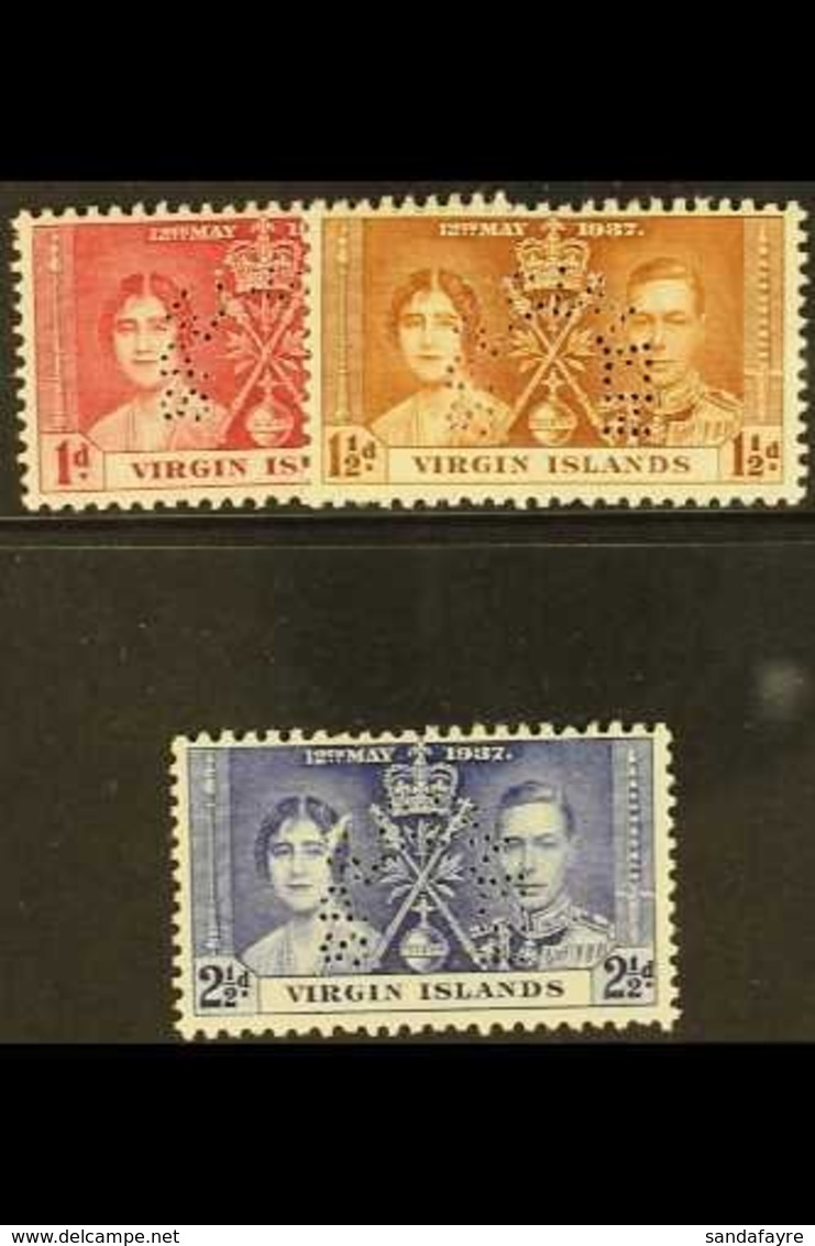 1937  Coronation Set Perforated "Specimen", SG 107s/9s, Fine Mint. (3 Stamps) For More Images, Please Visit Http://www.s - Iles Vièrges Britanniques