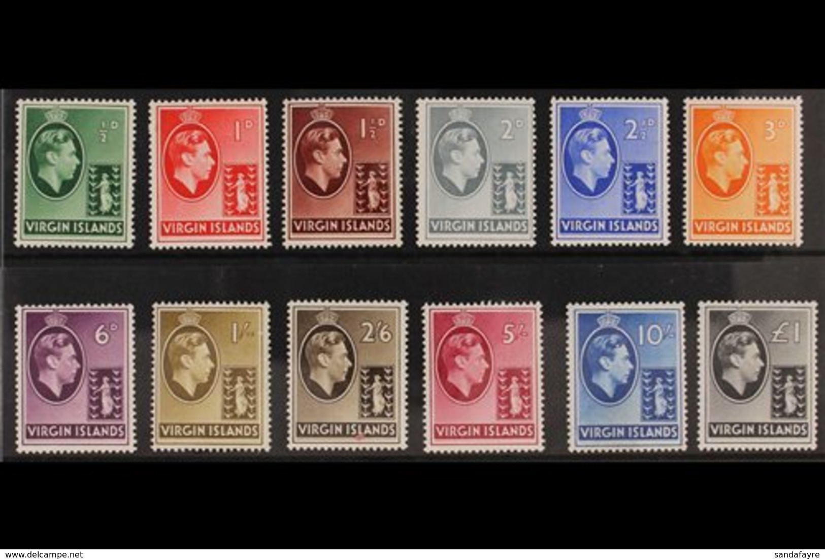 1938-47 CHALK PAPERS  KGVI Definitive Complete Set, SG 110/21, Very Lightly Hinged Mint With Vibrant Colours. (12 Stamps - Iles Vièrges Britanniques
