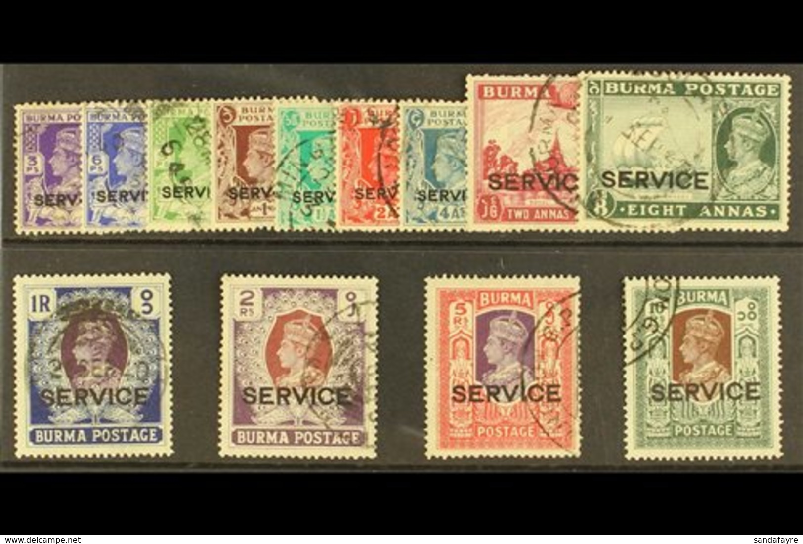 OFFICIALS  1939 Set Complete, SG O15/27, Very Fine Used (13 Stamps) For More Images, Please Visit Http://www.sandafayre. - Birmanie (...-1947)