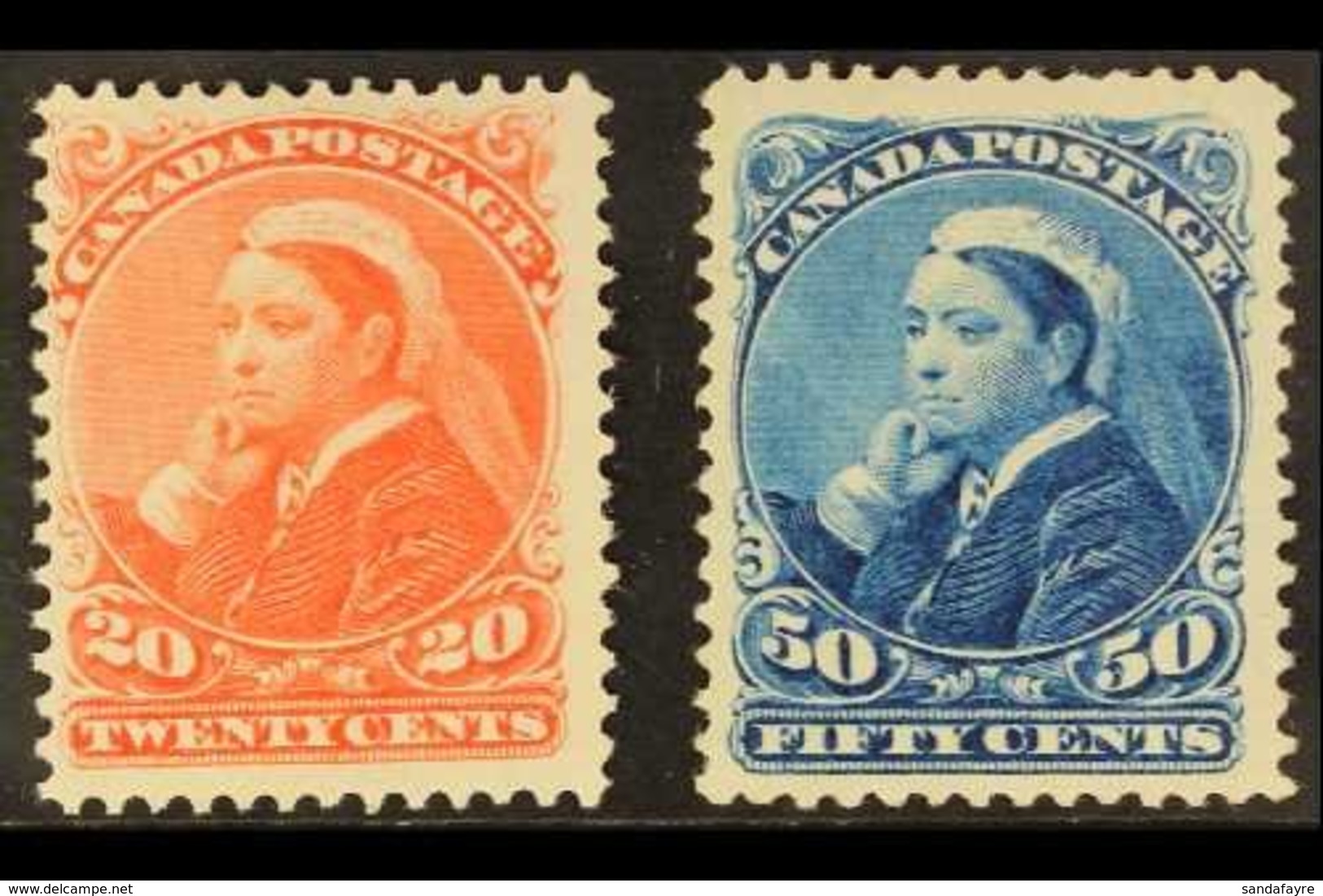 1893  20c Vermilion And 50c Blue "Widow" Pair, SG 115/6, Very Fine And Fresh Mint Og. (2 Stamps) For More Images, Please - Autres & Non Classés