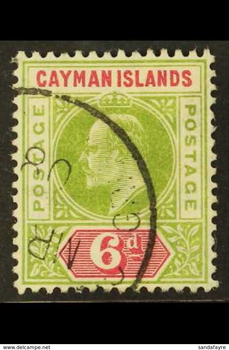 1907  6d Olive & Rose, SG 14, Fine Cds Used For More Images, Please Visit Http://www.sandafayre.com/itemdetails.aspx?s=6 - Cayman Islands